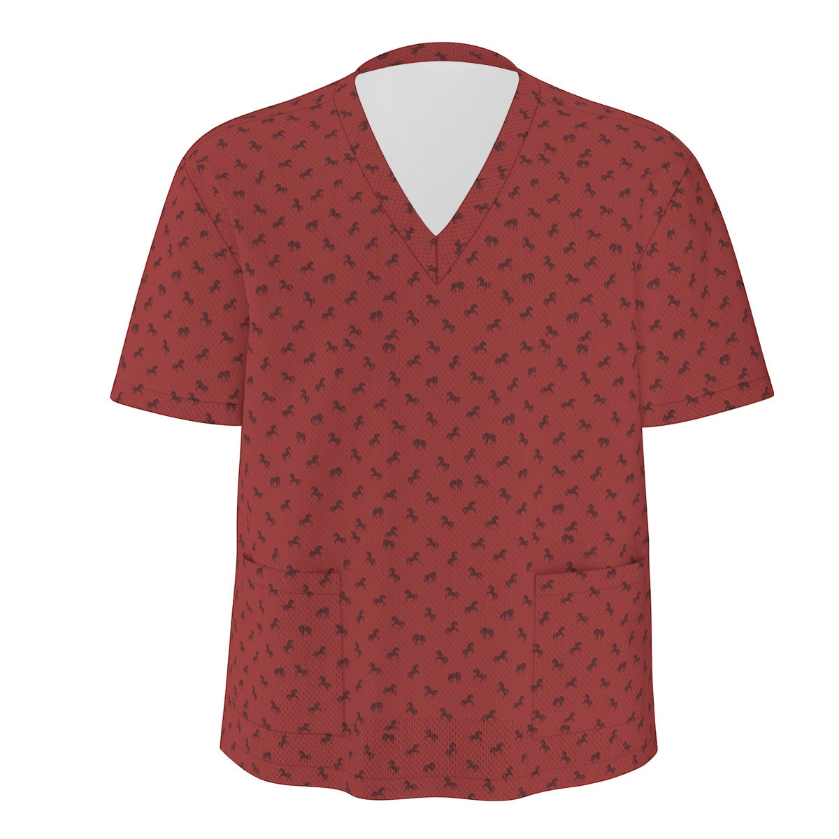 Maroon Fire Horse Scrub Set