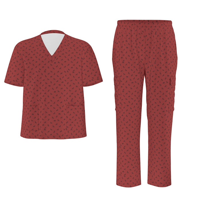 Maroon Fire Horse Scrub Set