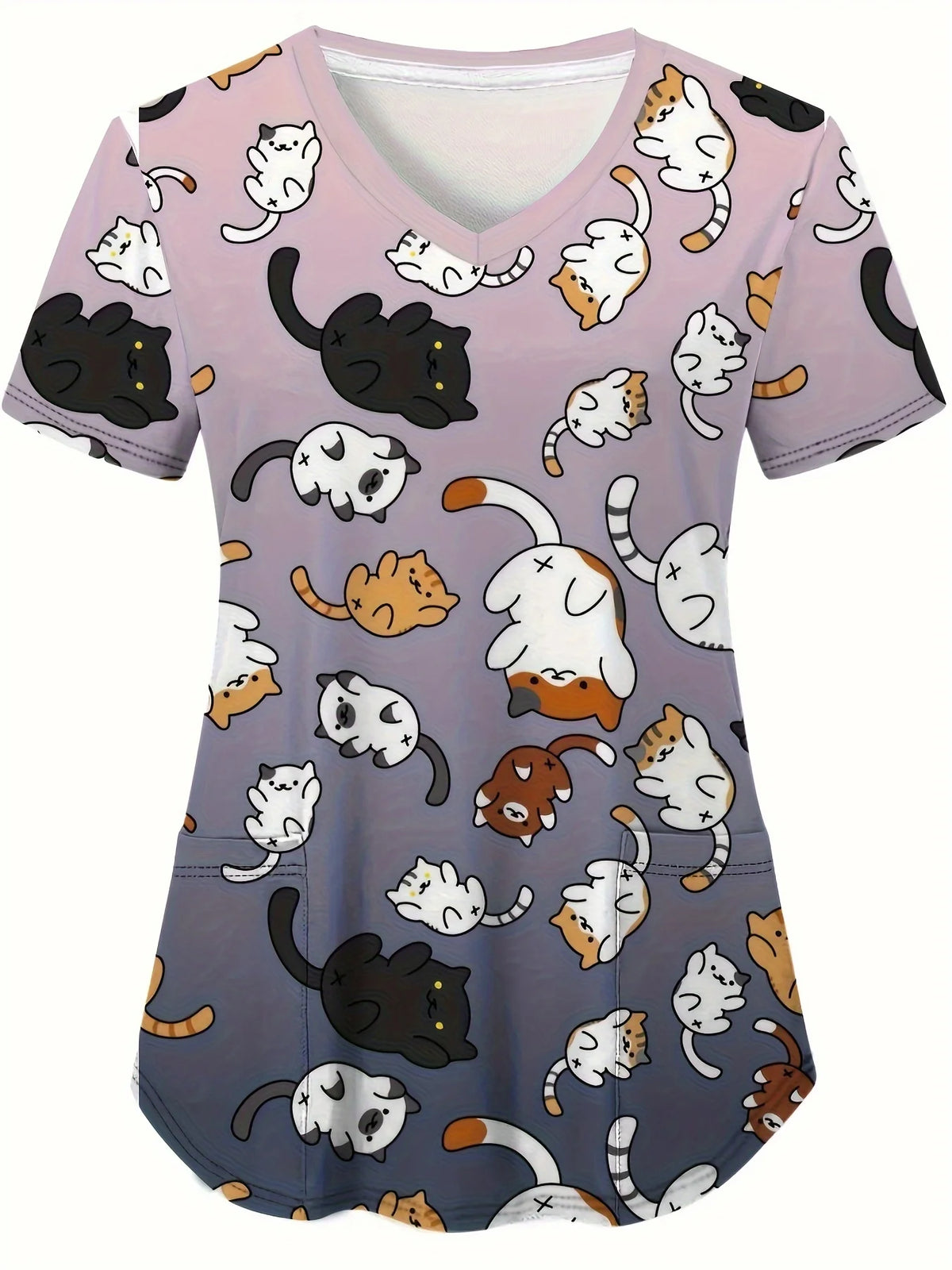 Cat & Dog Print Scrub Top