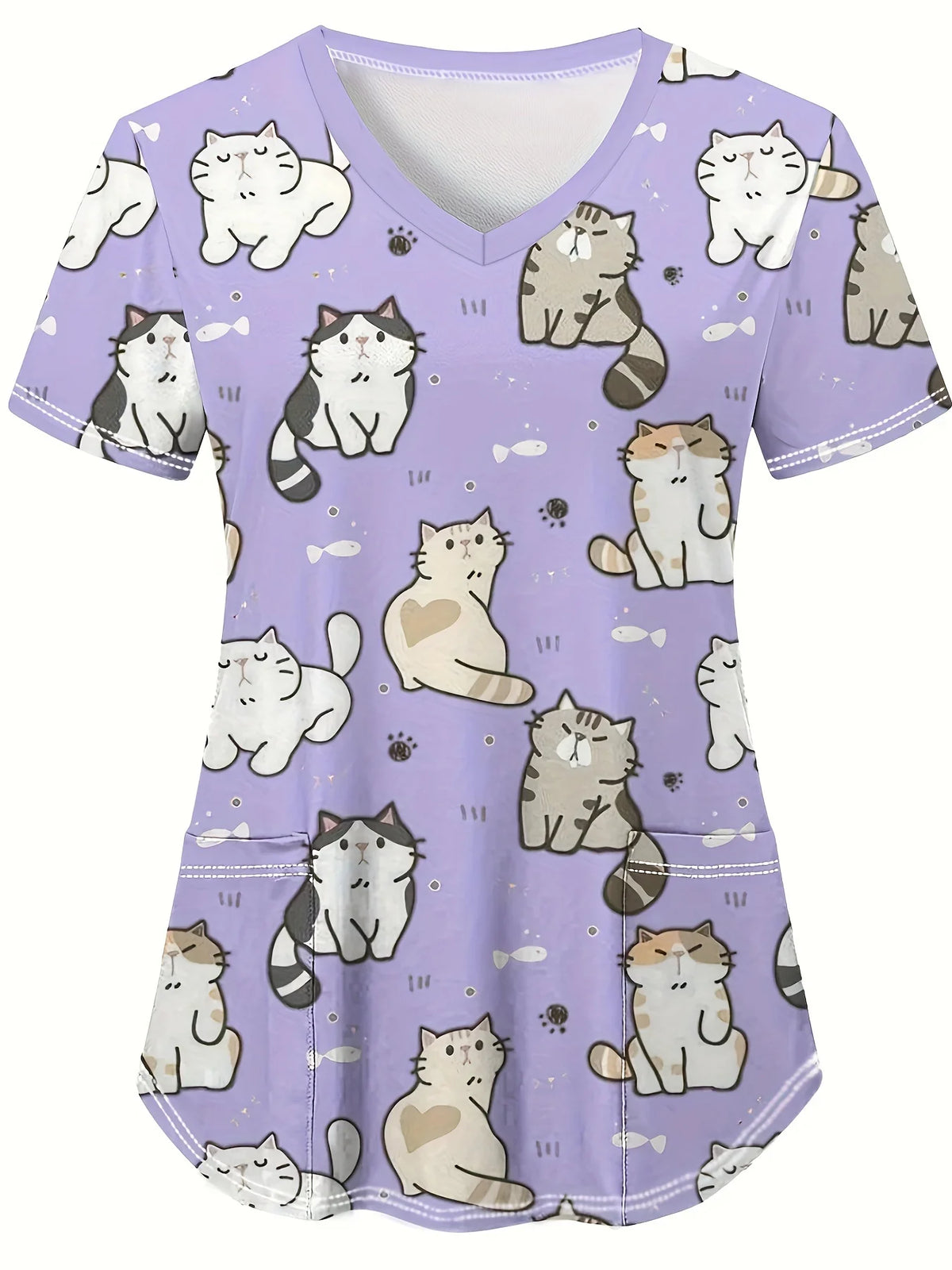 Cat & Dog Print Scrub Top