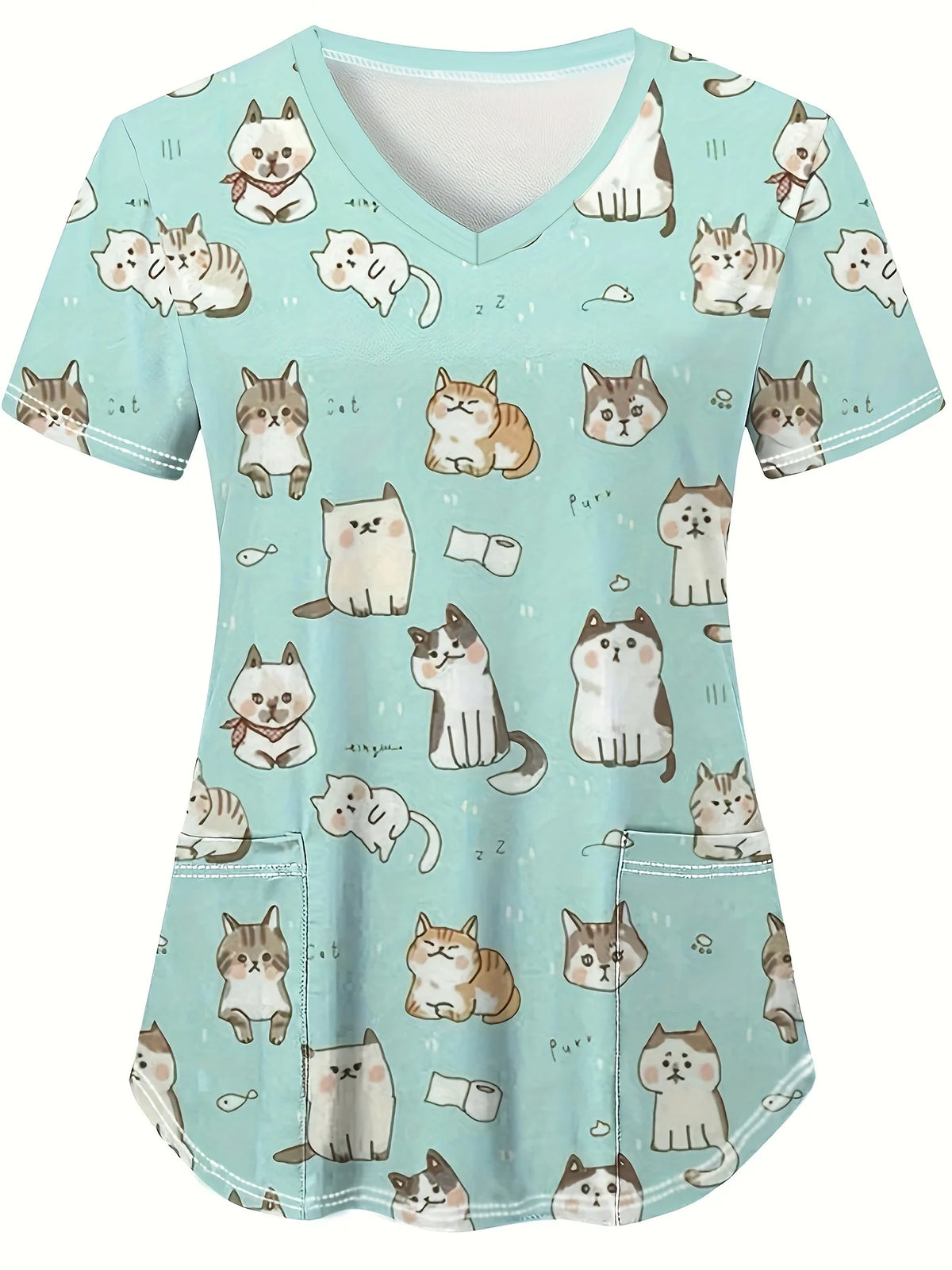 Cat & Dog Print Scrub Top